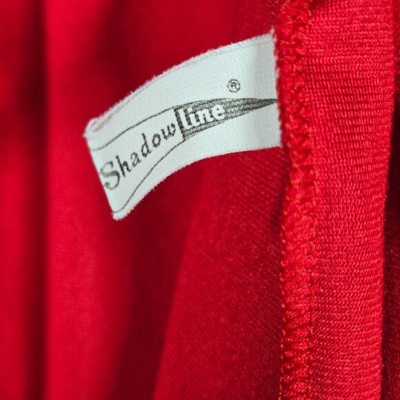 Vintage 70s Red Embroidered Collar Robe Lounge Dress Nightgown Shadowline USA M - Picture 7 of 13